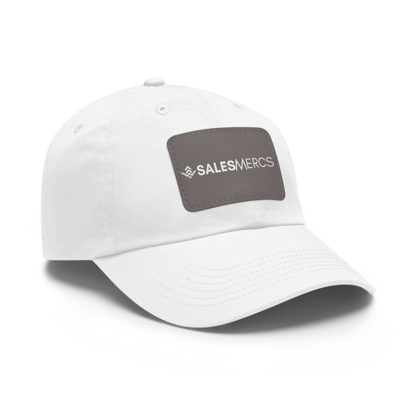 SalesMercs Hat with Leather Patch (White)