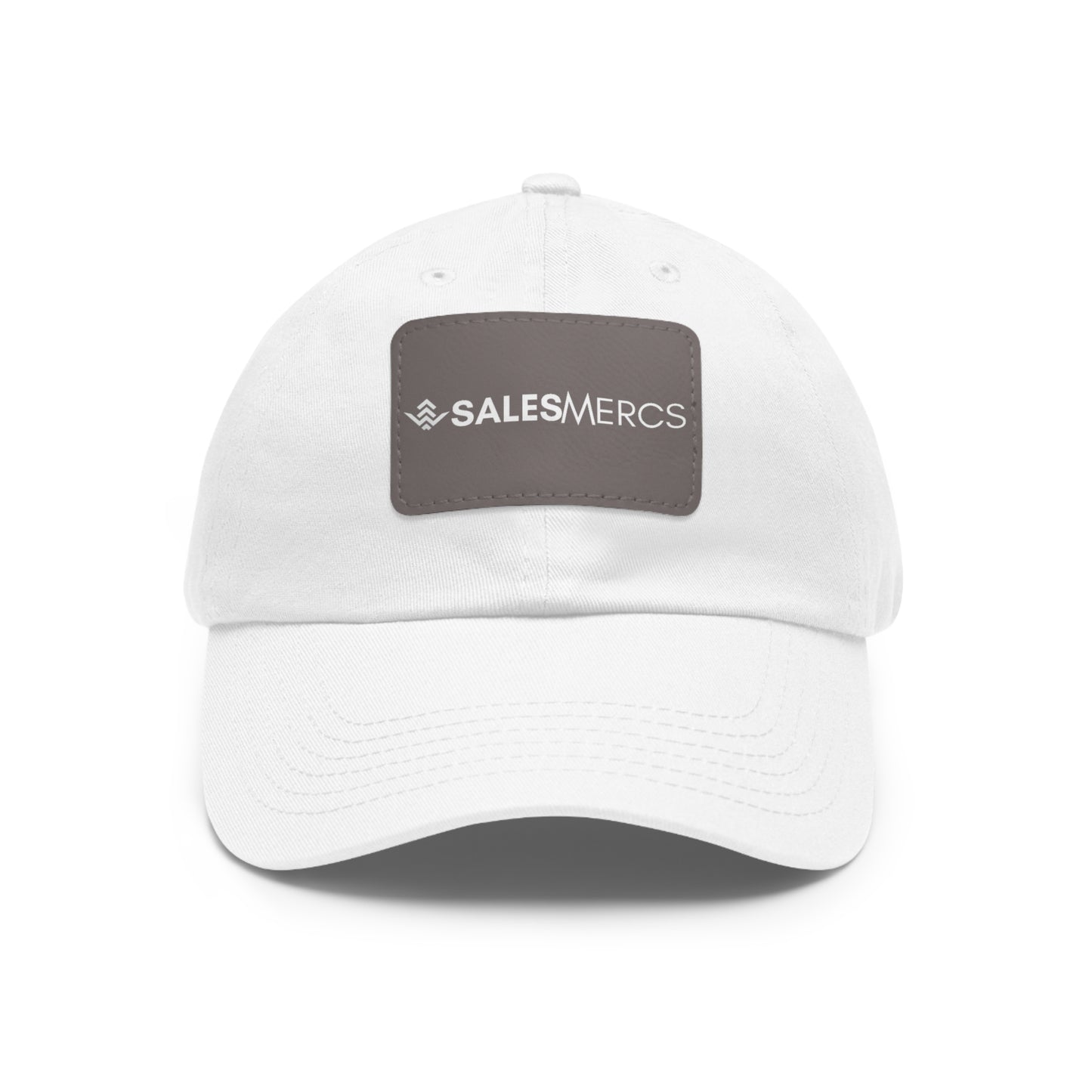 SalesMercs Hat with Leather Patch (White)